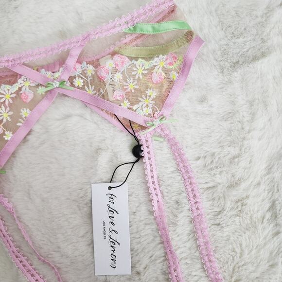 For Love and Lemons Tutti Frutti Strawberry Garter Belt S NWT Lingerie - Picture 6 of 9